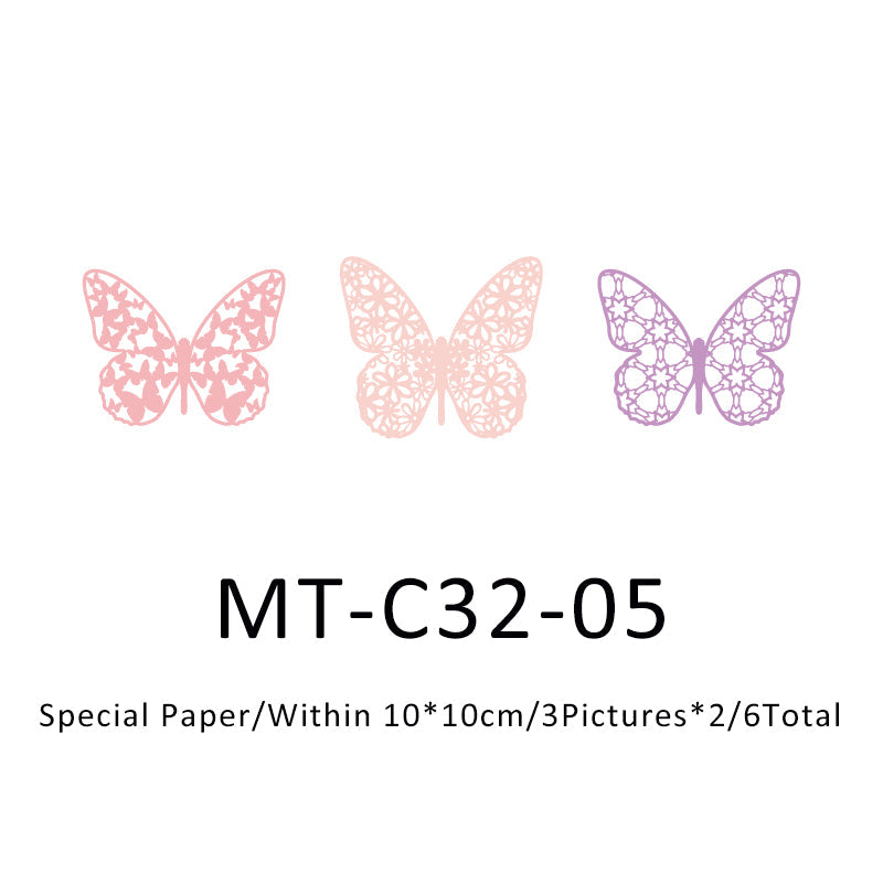 6PCS Find Butterflies Series material paper