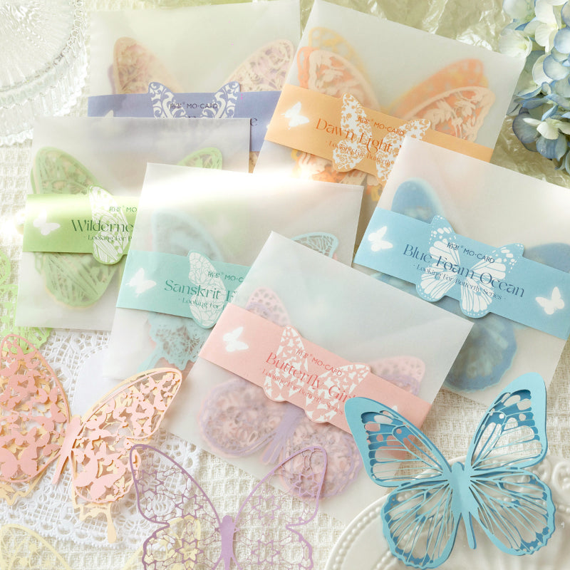 6PCS Find Butterflies Series material paper