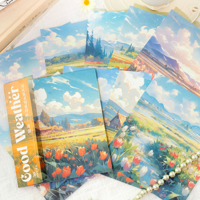 30PCS Good Weather Series material paper