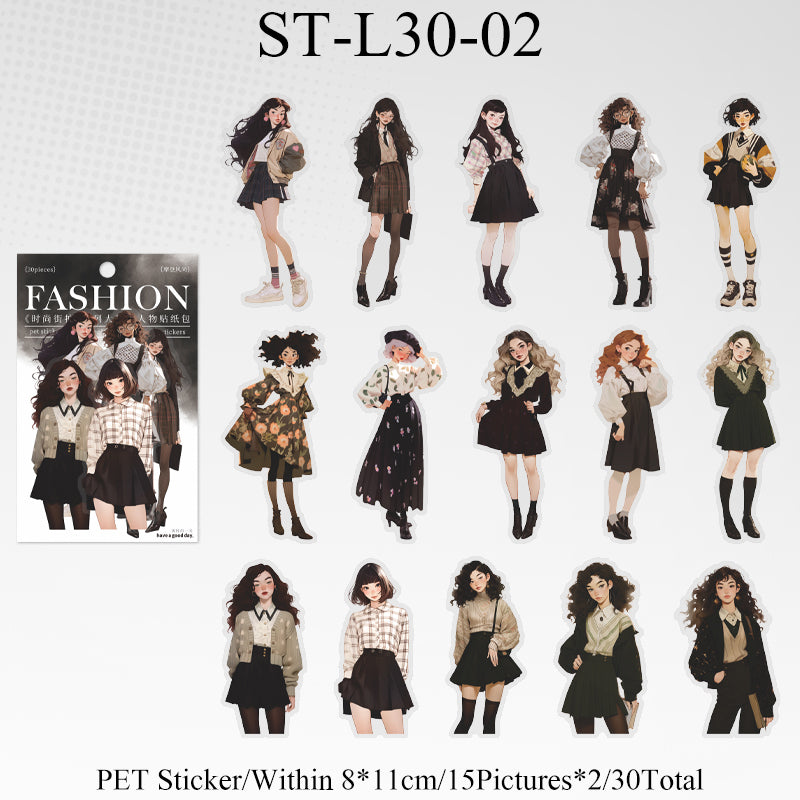 30PCS Fashion street photo series sticker