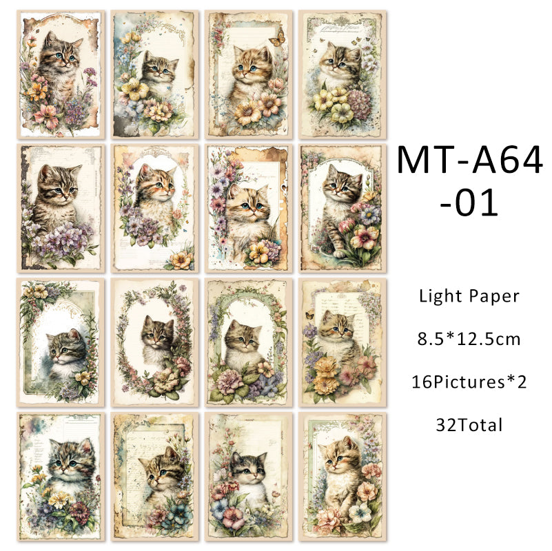 32PCS One Cat One World series material paper