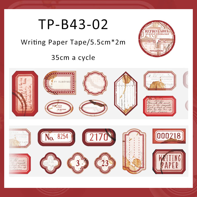 Retro label series writing paper tape