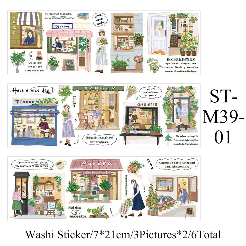 6PCS Afternoon stroll series sticker