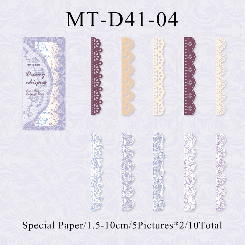 10PCS Lace flower language series material paper