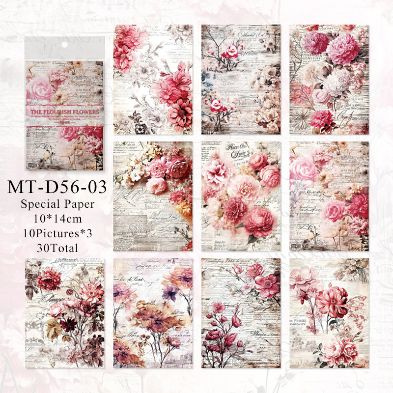 30PCS Flower years series material paper