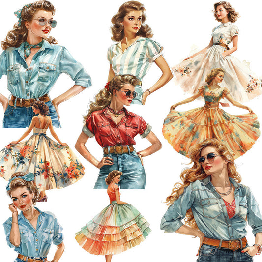 20PCS Retro chic girl sticker