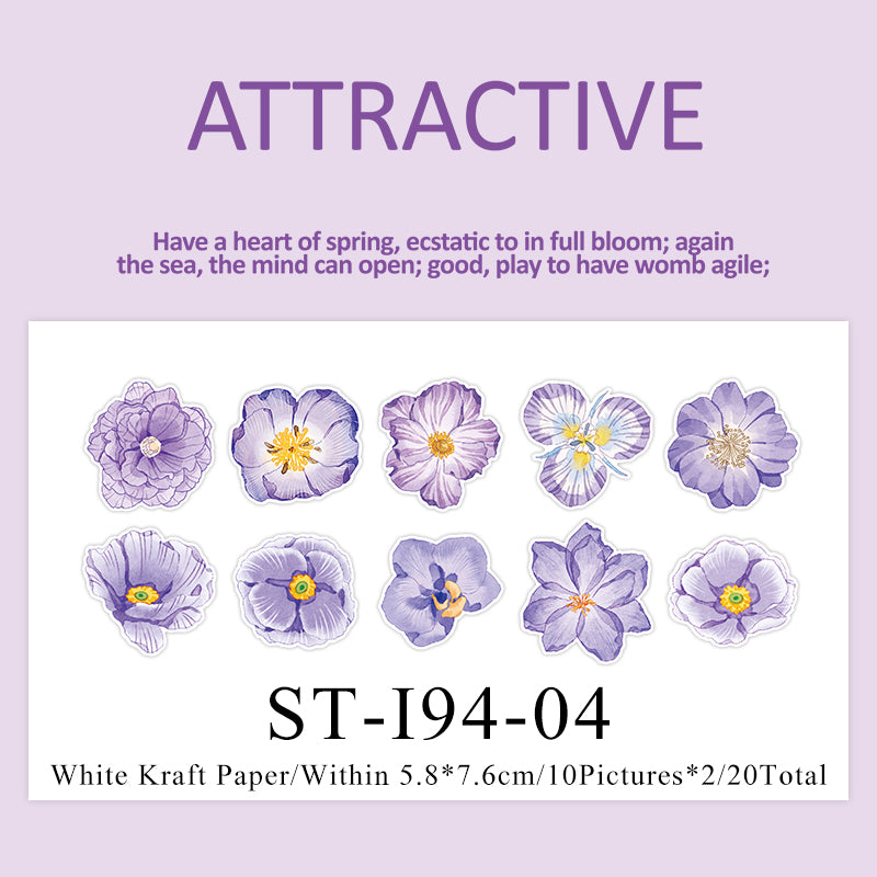 20PCS Four times flower language series sticker