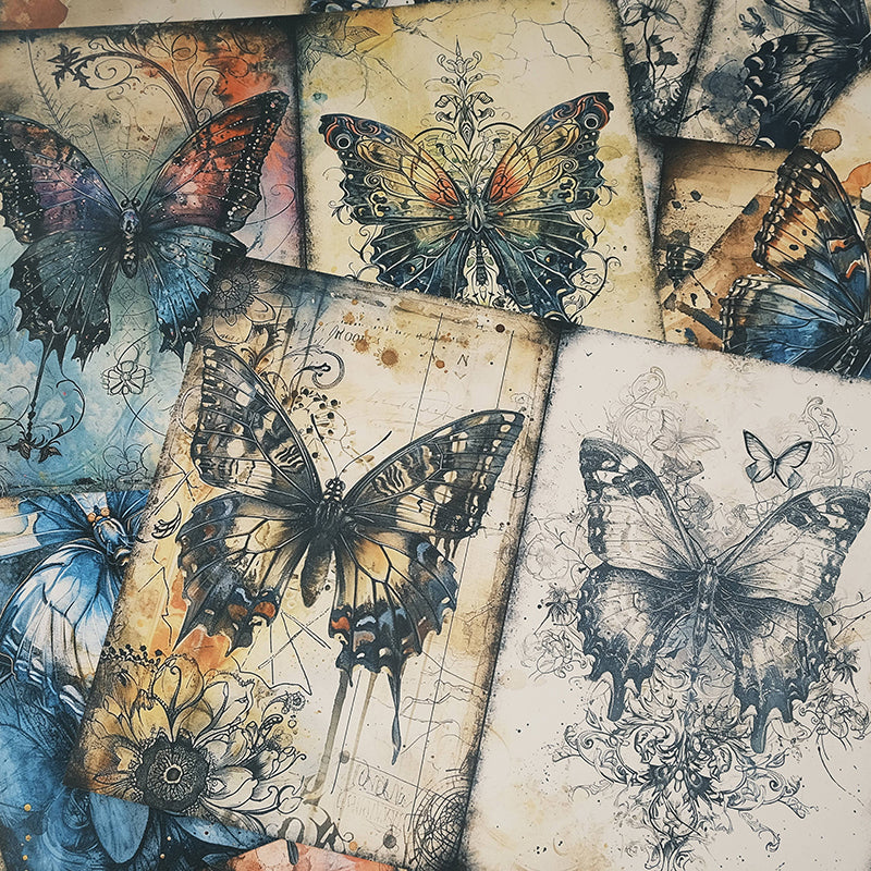 10PCS Vintage Mystery Butterfly background paper