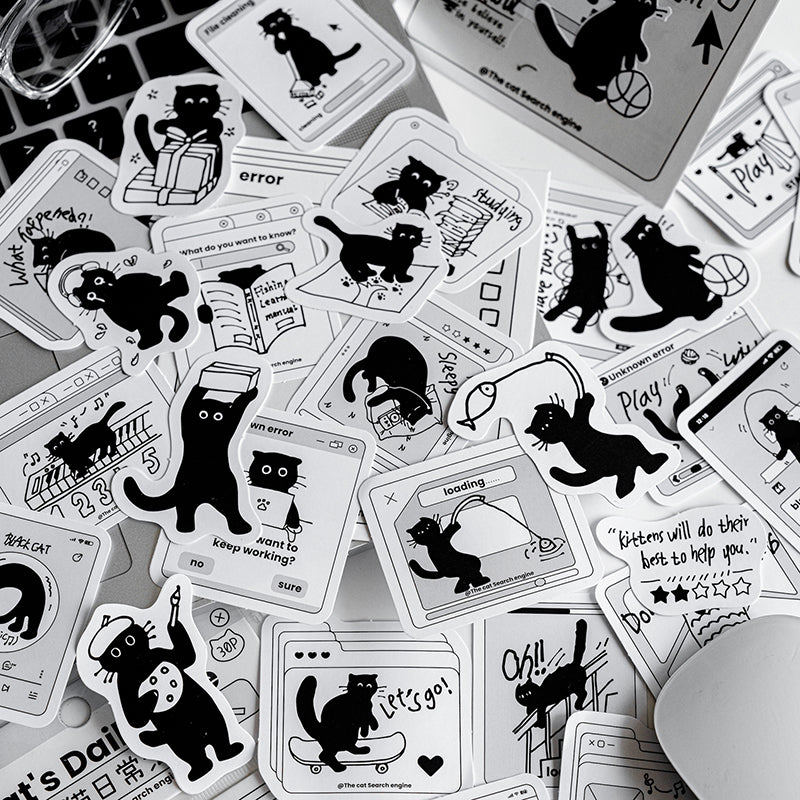 30PCS The Little Black Cat series sticker