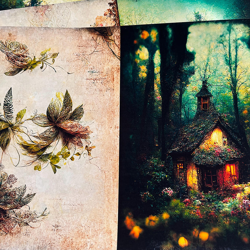 10PCS Vintage magical forest background paper