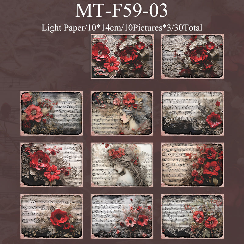 30PCS The Melody of Flowers series material paper