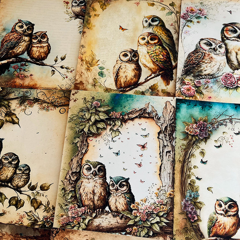 16PCS Jungle Owl background paper