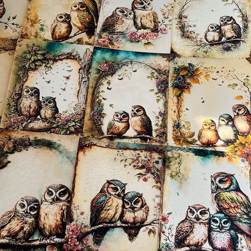 16PCS Jungle Owl background paper