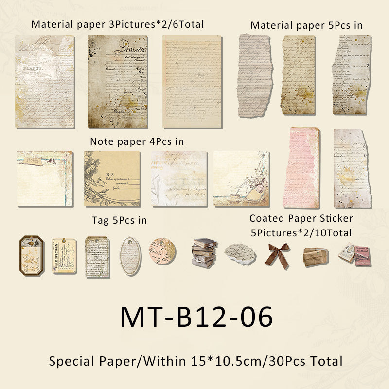 30PCS Memory collection series material paper set