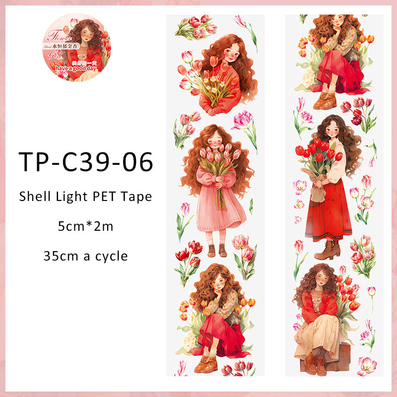 Flower Island girl series Shell Light PET Tape