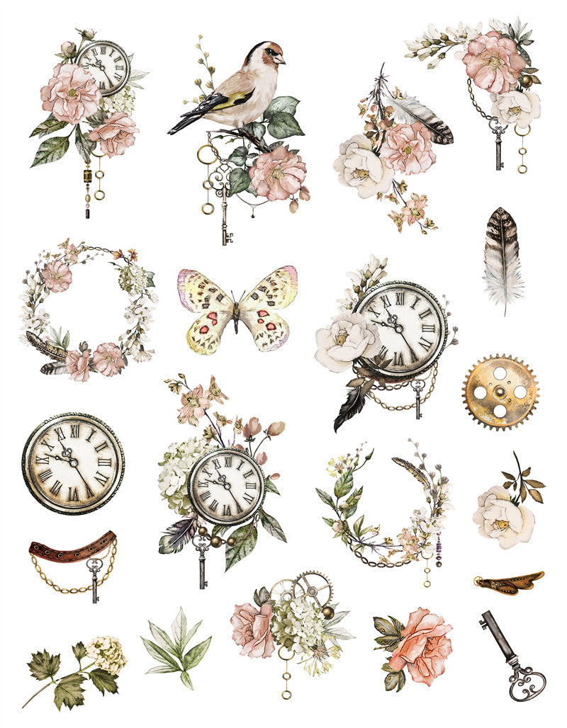 20PCS Vintage flower bird sticker