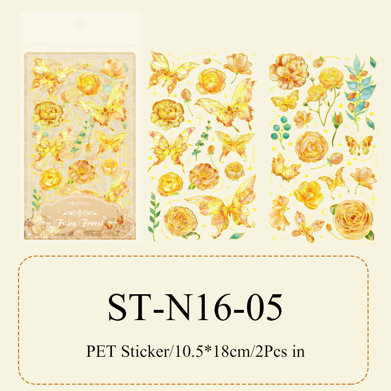 2PCS Butterfly dance flying flower series sticker