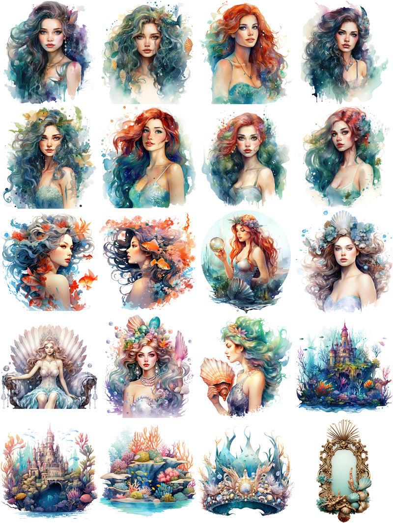 16/20PCS Mermaid sticker