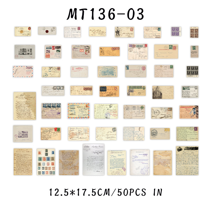 50PCS Time note series mterial paper