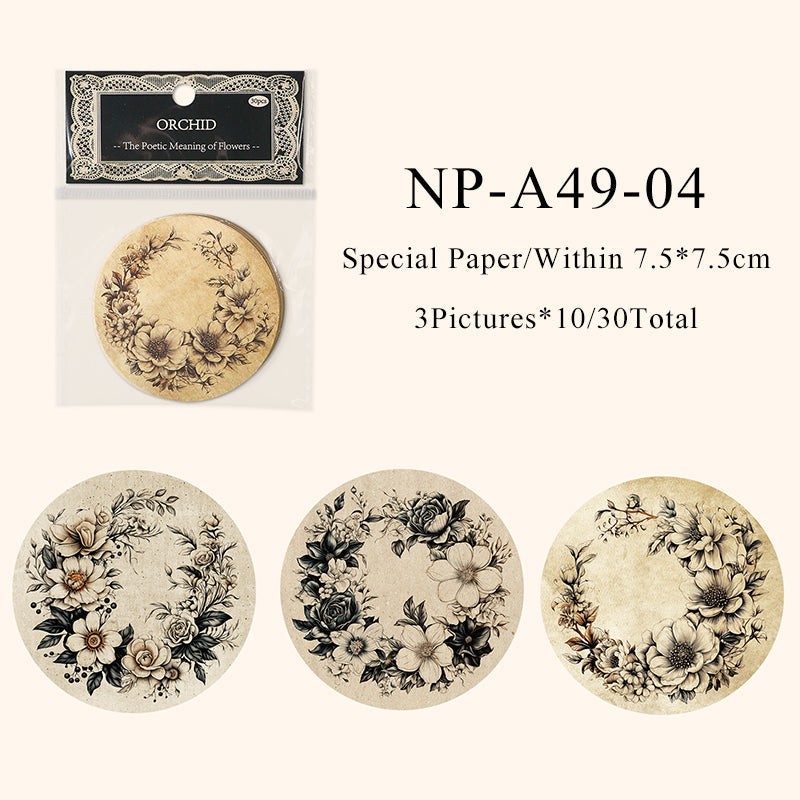 30PCS Poetic of flowers series note paper