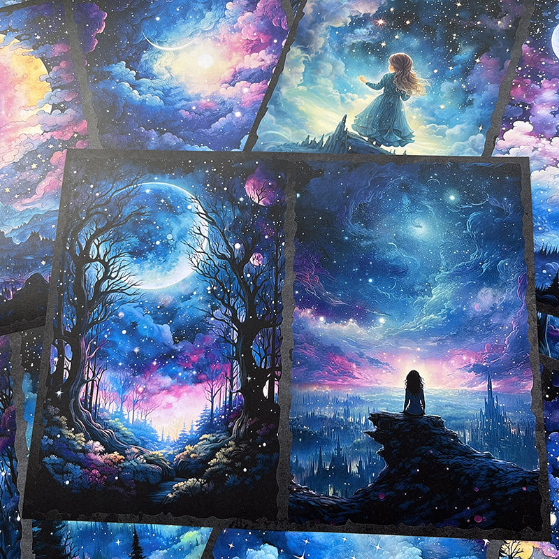 10PCS Magic starry forest background paper