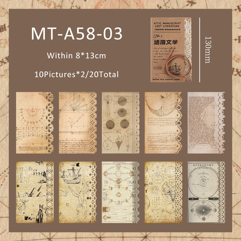 20PCS Attic manuscript series material peper