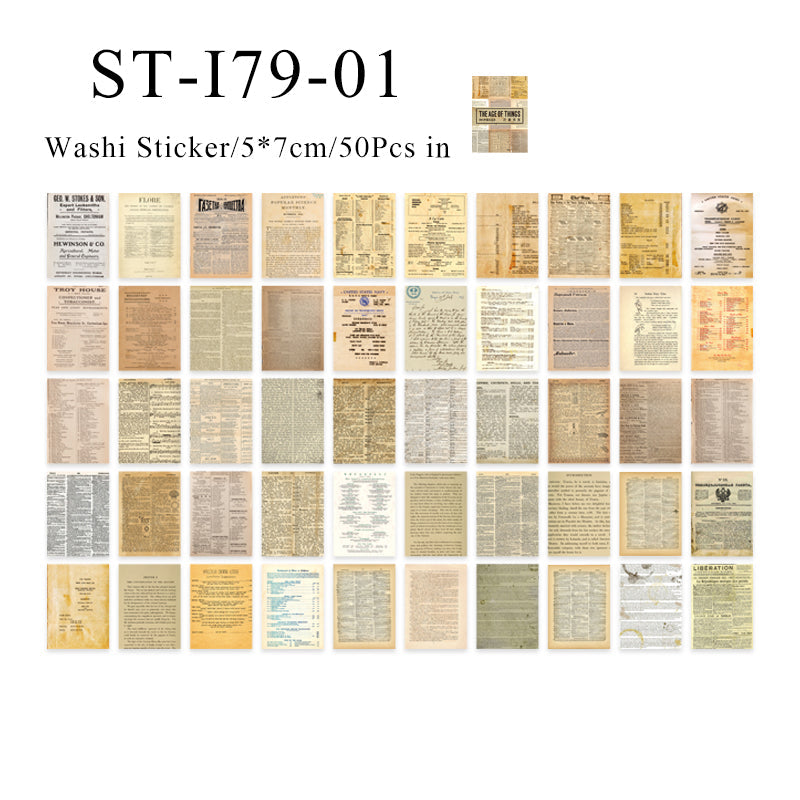 50PCS Old coloured ticket series sticker book