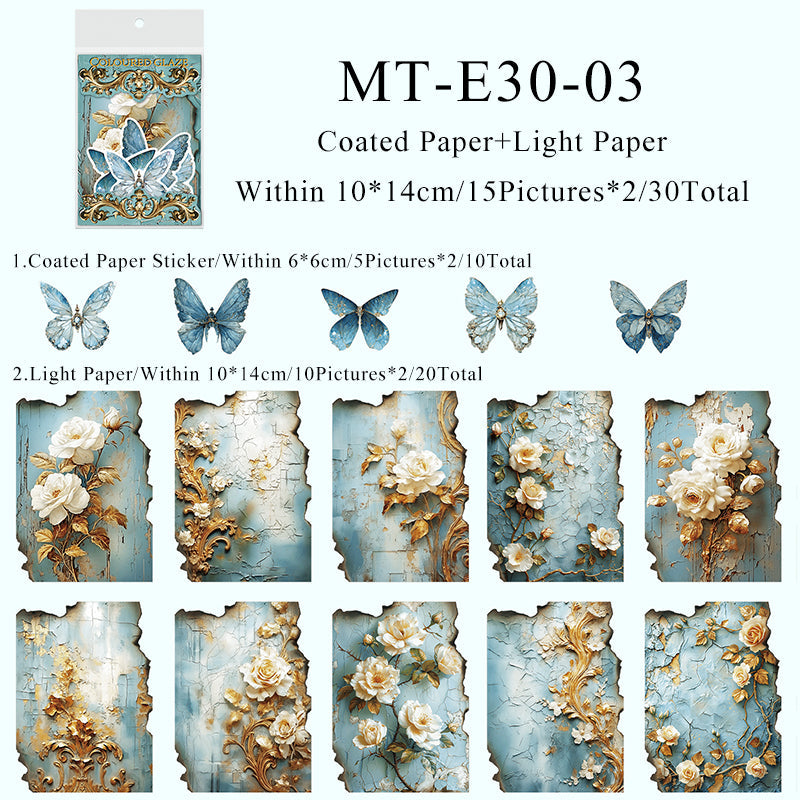 30PCS Rococo flower series material paper set