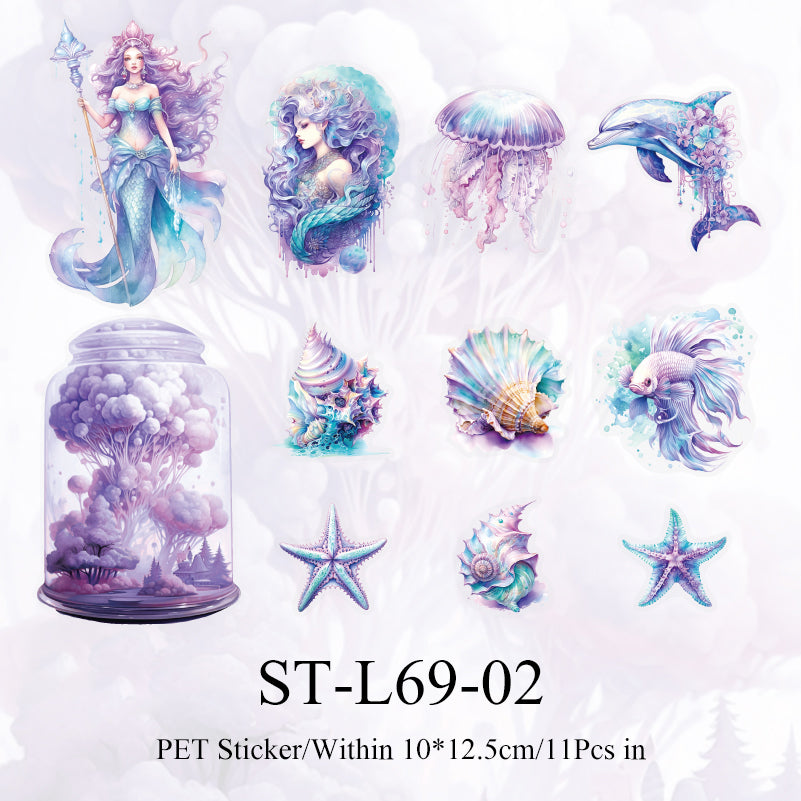 11PCS Deep sea shimmer series sticker