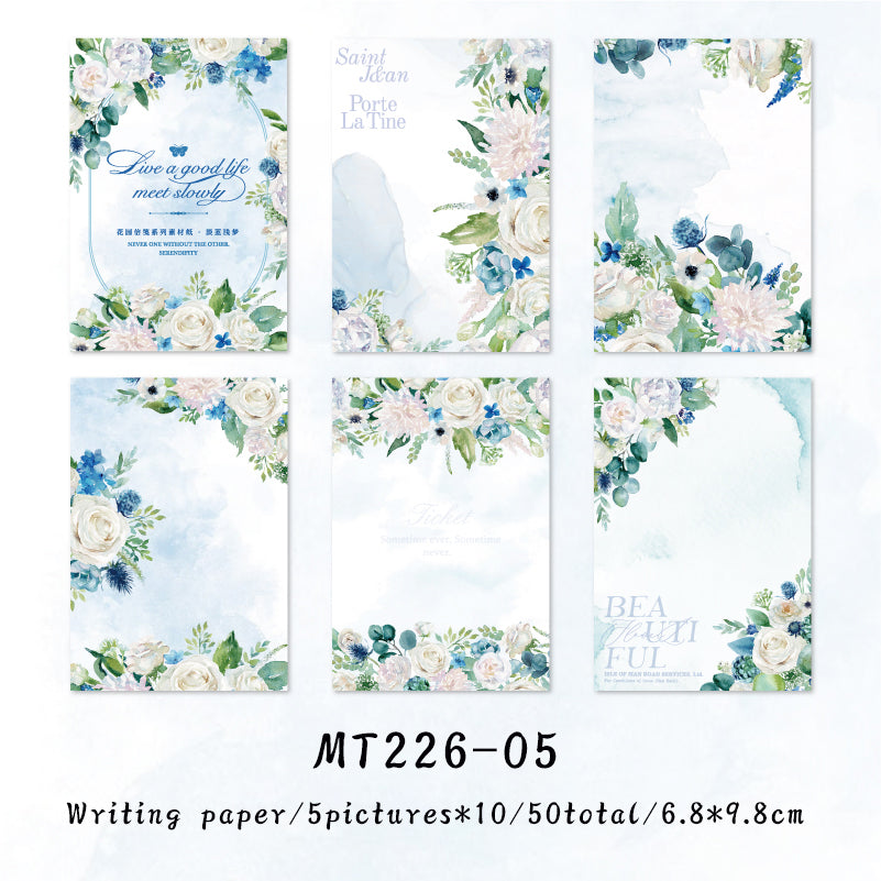 50PCS Garden stationery series material paper