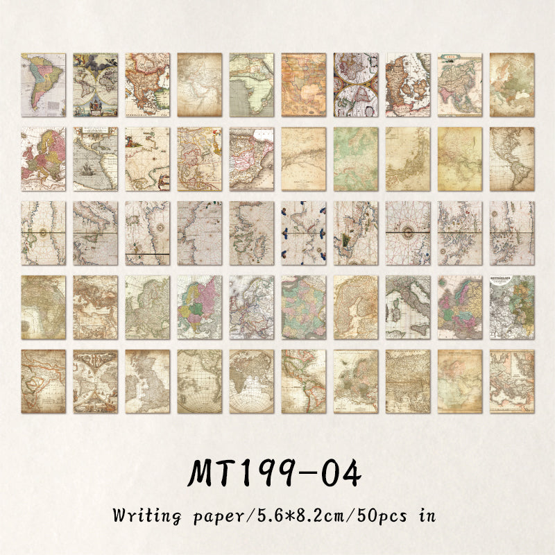 50PCS Nostalgic Memory Series material paper