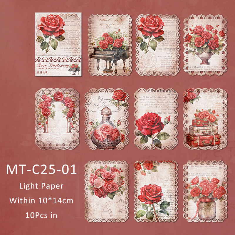 10PCS Rose stationery series material paper