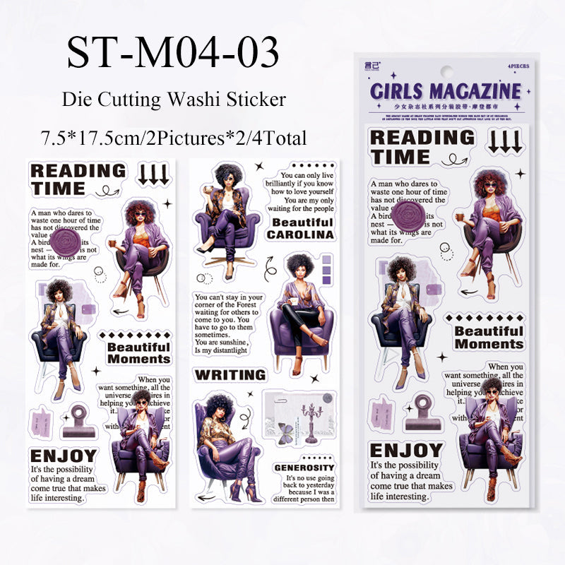 4PCS Girls Magazine Series sticker