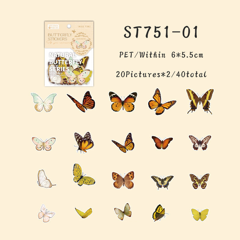 40PCS Butterfly Nature Series sticker