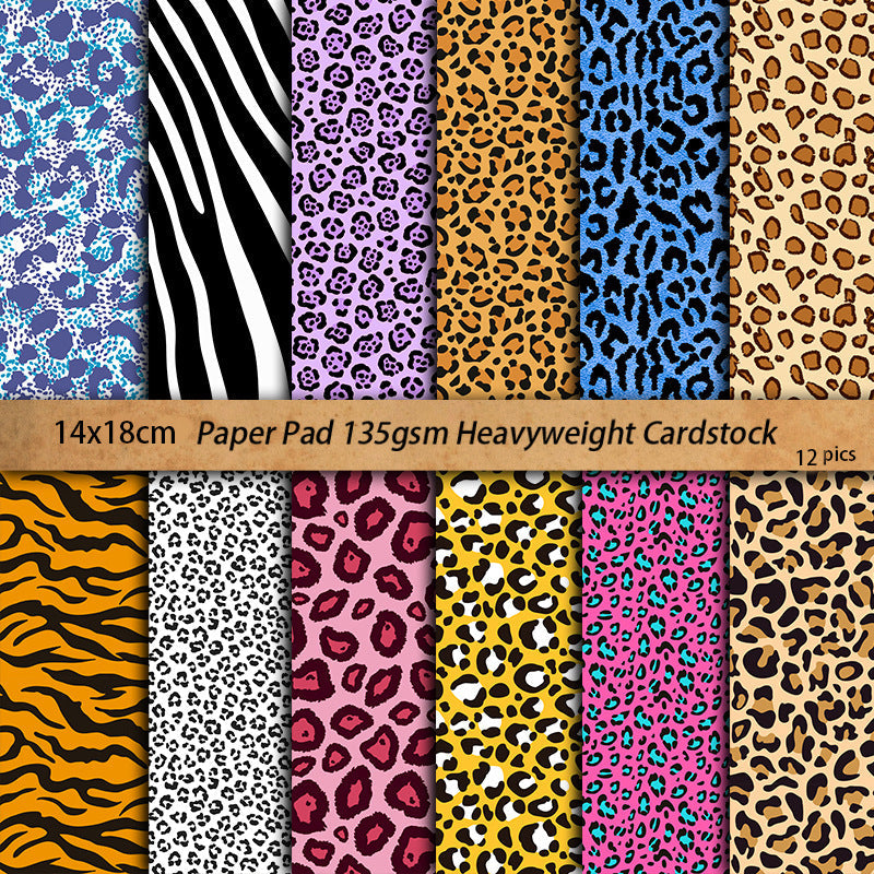 12PCS Leopard print background material paper