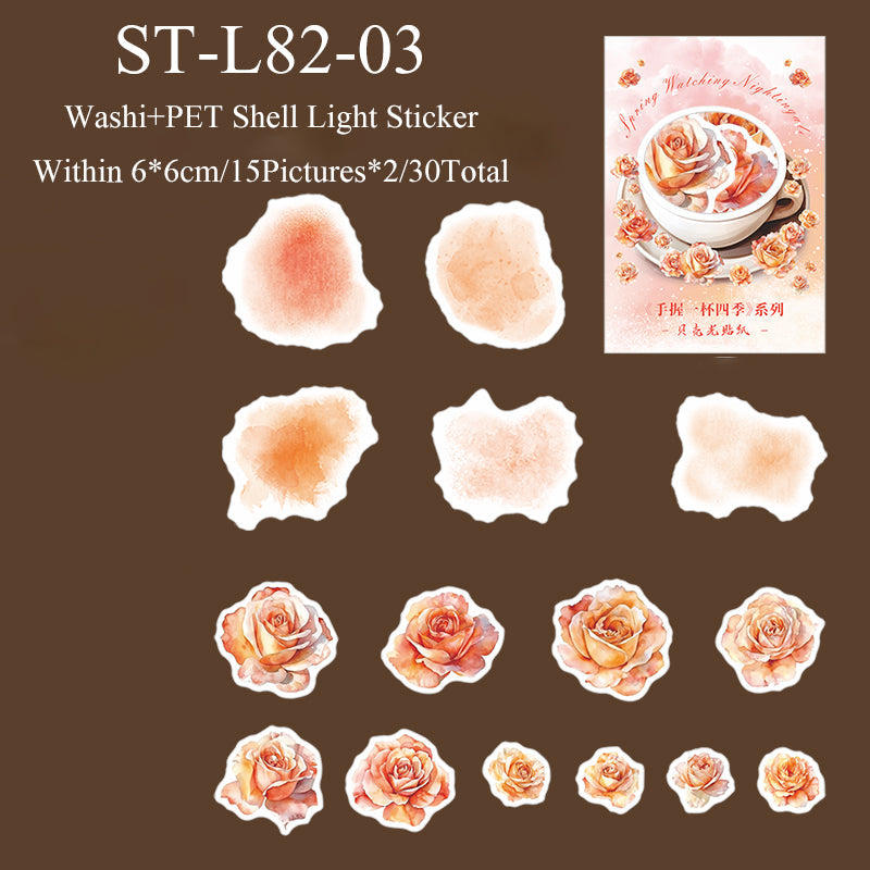 30PCS Spring watching nightingale series sticker