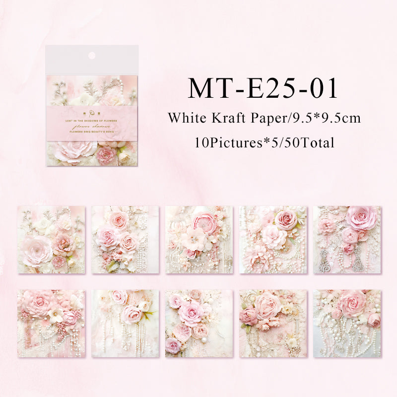 50PCS Flower trace series material paper