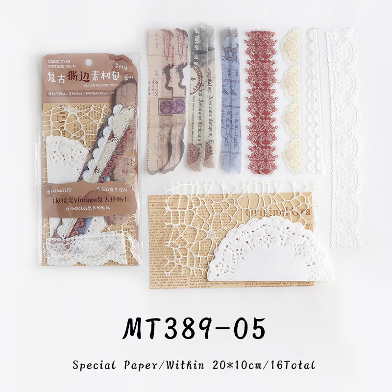 16PCS The gallery under the curtain series material paper