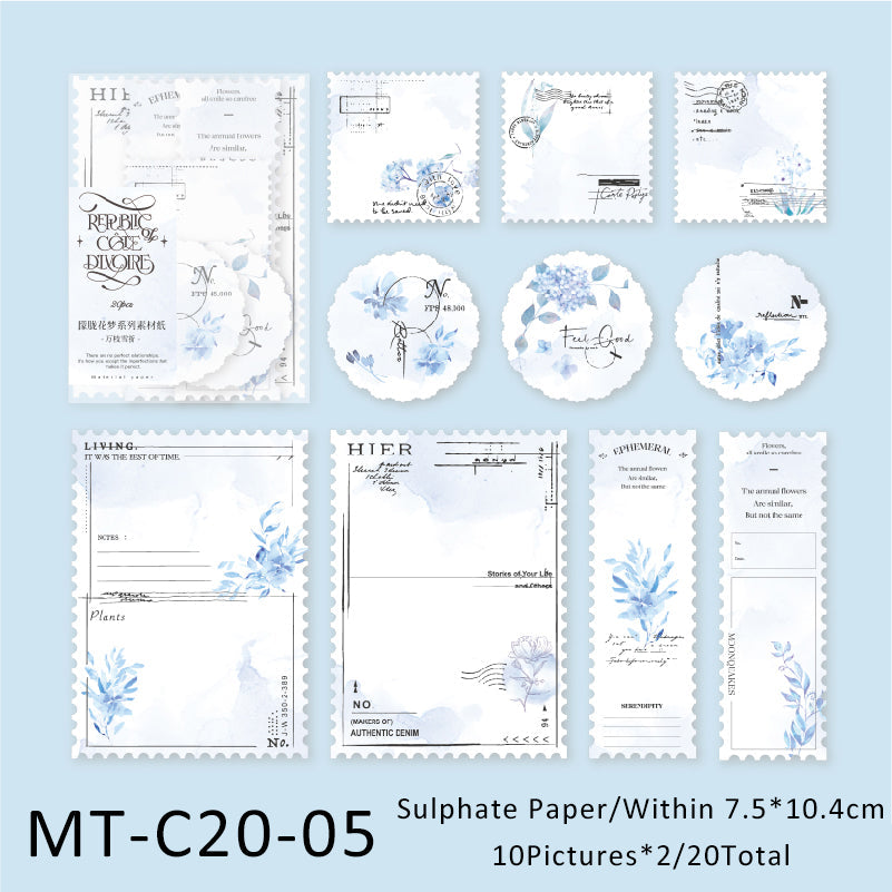 20PCS Misty Flower Dream series material paper