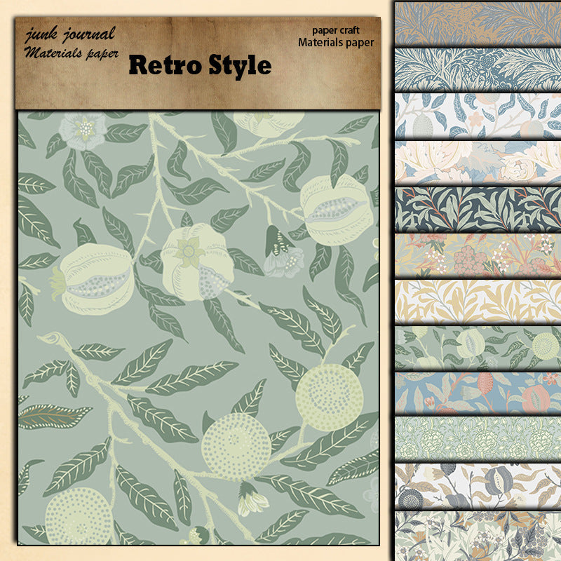 12PCS William Morris material paper