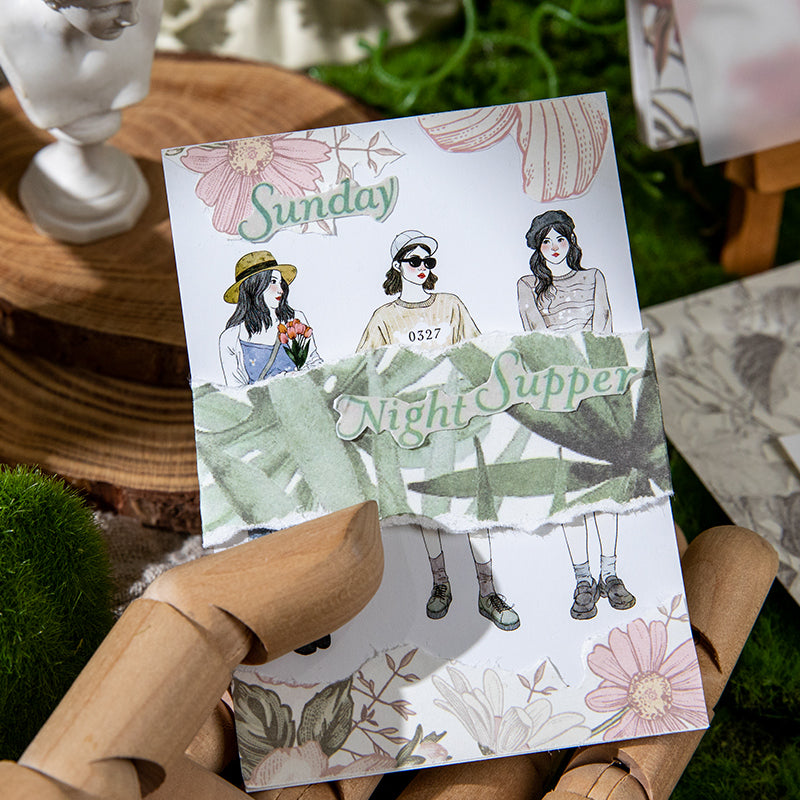 50PCS Memories of Foggy country series material paper