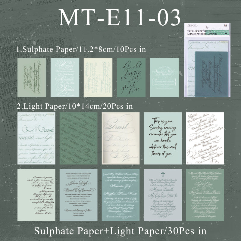 30PCS Vintage letterhead series material paper