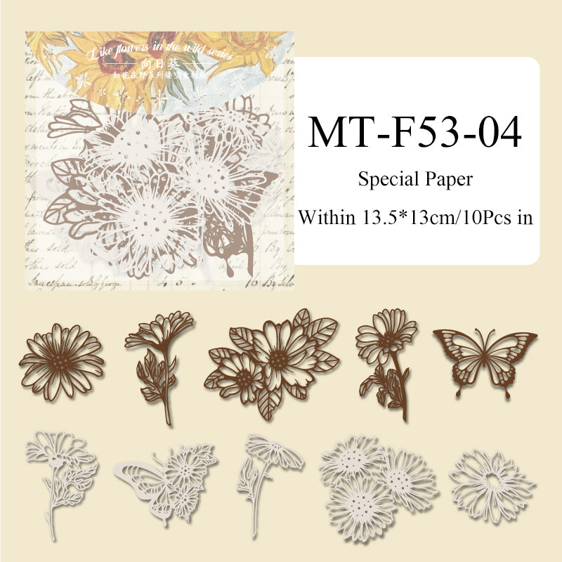 10PCS Like flowers in the wild series material paper