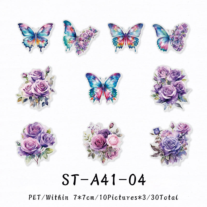 30PCS Dancing with Butterflies series sticker