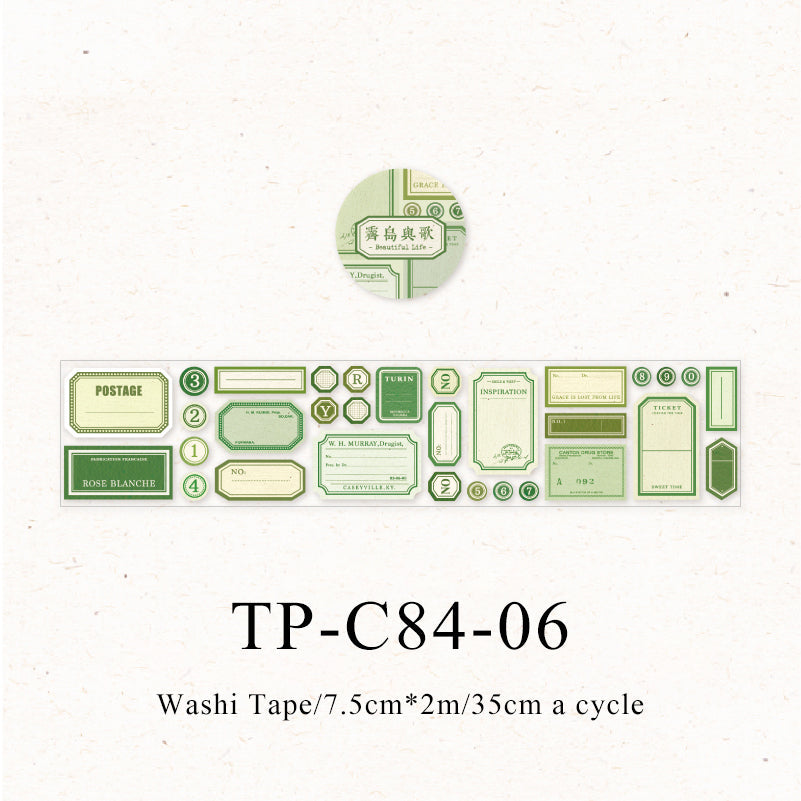 Vintage label notes series washi tape