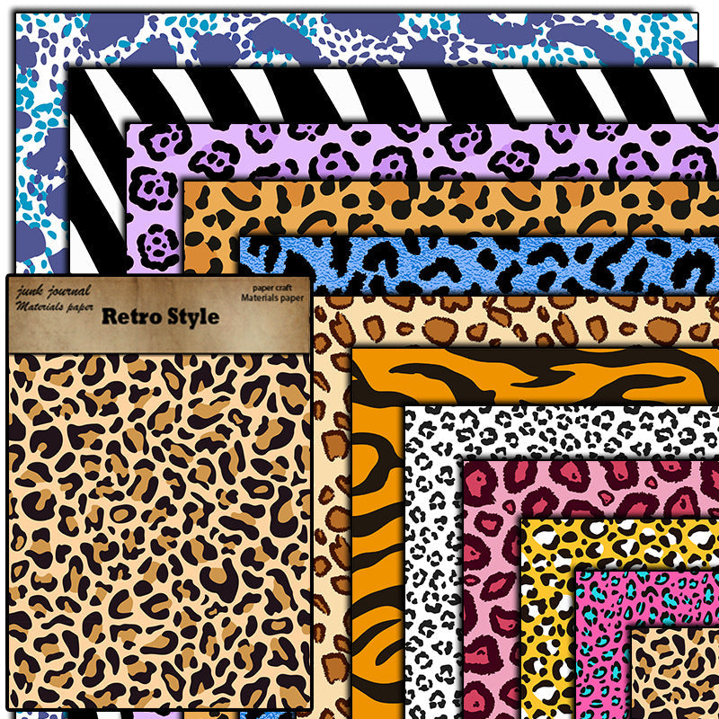 12PCS Leopard print background material paper