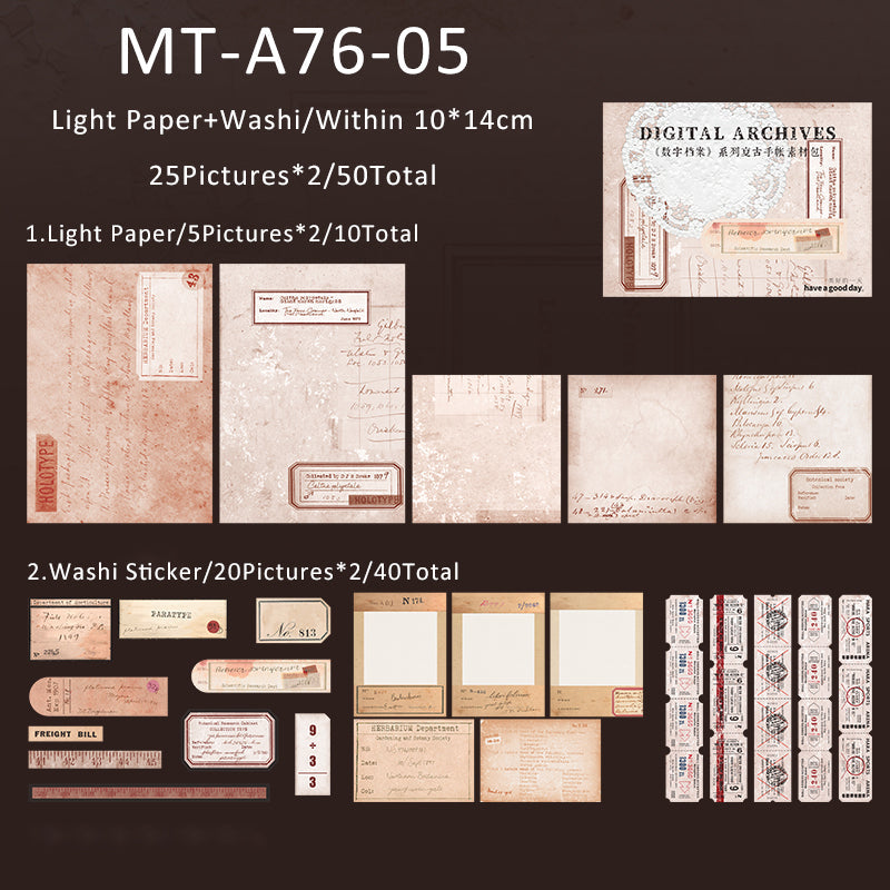 50PCS Digital archives series material paper set