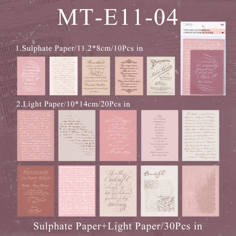 30PCS Vintage letterhead series material paper