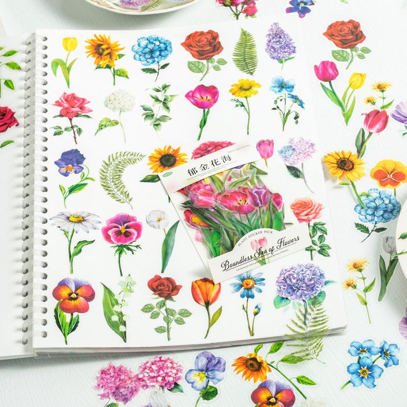 100PCS Boundless sea of flowers series sticker