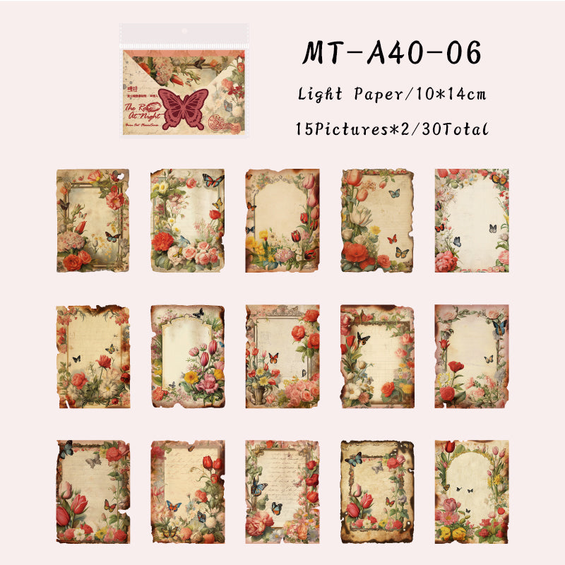 30PCS Burn the flowers series material paper